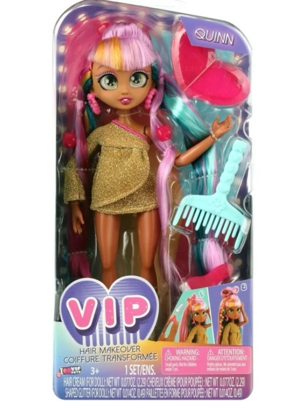 VIP Quinn Fashion Doll with Pink, Teal, Purple & Gold Hair Accents